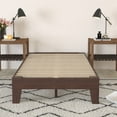 thumbnail image 4 of Merrick Lane Platform Bed Frame, Walnut Finish Finish Wood Twin Size Platform Bed Frame With Slatted Support, No Box Spring Needed, 4 of 11