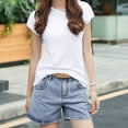 thumbnail image 7 of Summer Hooded T-Shirts Womens Cap Sleeve Hoodies T Shirts Trendy Loose Casual Petite Tops Loungewear White, S, 7 of 7
