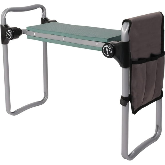 Garden Kneeler and Seat, Smart Design Foldable Heavy Duty Kneeling Bench with Tool Bag and Soft EVA Foam Pad for Senior, Green