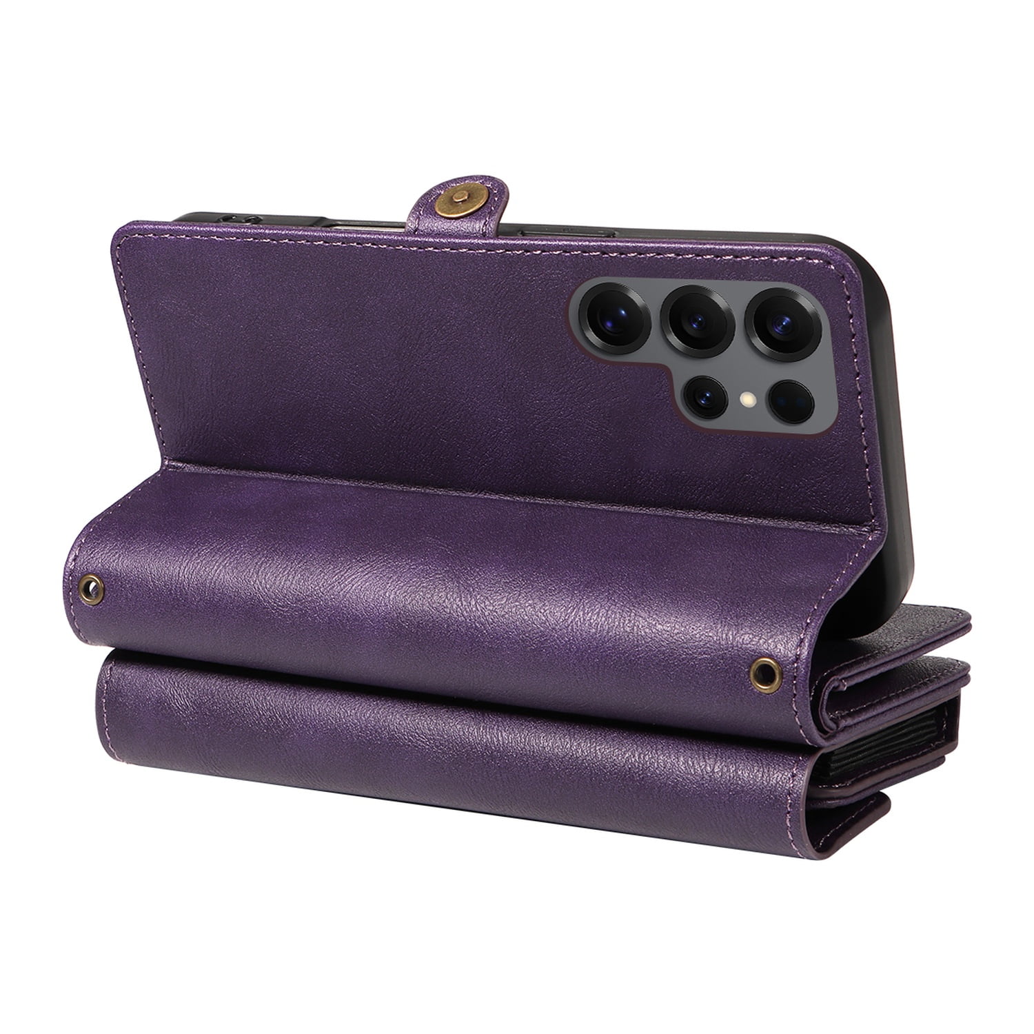 TECH CIRCLE Crossbody Phone Case for Galaxy S25 Ultra with Flip Wallet, RFID Blocking, Compatible with Wireless Charging, PU Leather Heavy-Duty Protective Fold Stand Case, Purple