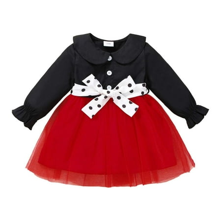 

Juebong Dress Deals Infant Toddler Baby Girls Long Sleeve Doll Collar Dress Gauze Princess Dress