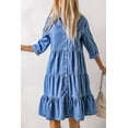 thumbnail image 4 of POGLIP Robe Midi en Denim Bleu Ciel à Volants Boutons Complets pour Femmes, 4 of 6