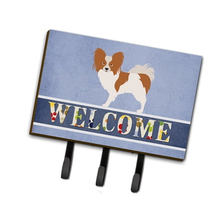 Carolines Treasures BB8310TH68 Papillon Welcome Leash or Key Holder Blue Triple Hook multicolor