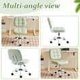 thumbnail image 3 of Wubio Compact Small Desk Chair, Cute Armless Chair with Wheels, Vanity Chair with Low Back, Height Adjustable Task Chair for Small Spaces, Office, Bedroom, Make Up Room, PU Leather, Mint Green, 3 of 18