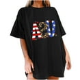 thumbnail image 2 of Fartey Oversized American Flag Shirt for Women 4th of July Patriotic Tshirt Cute USA Star Stripes Graphic Tees Memorial Day Short Sleeve Tops Black L, 2 of 5