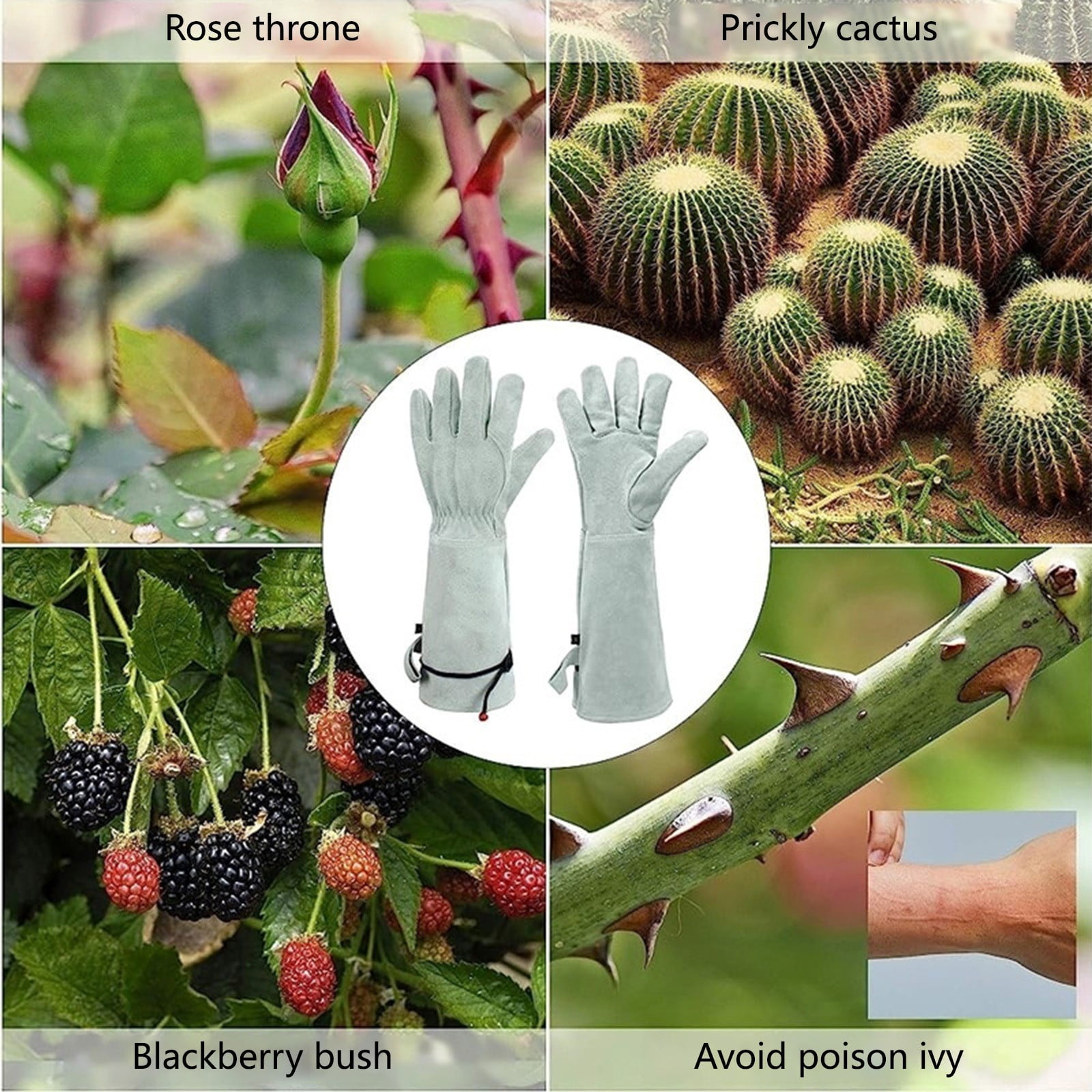 Long Tube Gardening Gloves Cowhide Protective Work Gloves, Thick Durable Leather for Thorn Resistance, Hand Safety, Gardening, Yard Work, Landscaping, Outdoor Plant Care