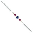 thumbnail image 3 of 925 Silver and 10K Yellow Gold Created Sapphire and Red Created Ruby and Lab Grown Diamond Bracelet for Women (6.06 Cttw, September Birthstone, Oval 10X8MM and 8X6MM, 6.5/7/7.5 inch, Made in Italy), 3 of 3