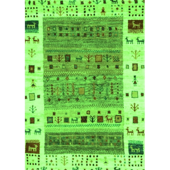 Ahgly Company Indoor Rectangle Abstract Green Contemporary Area Rugs, 8' x 10'