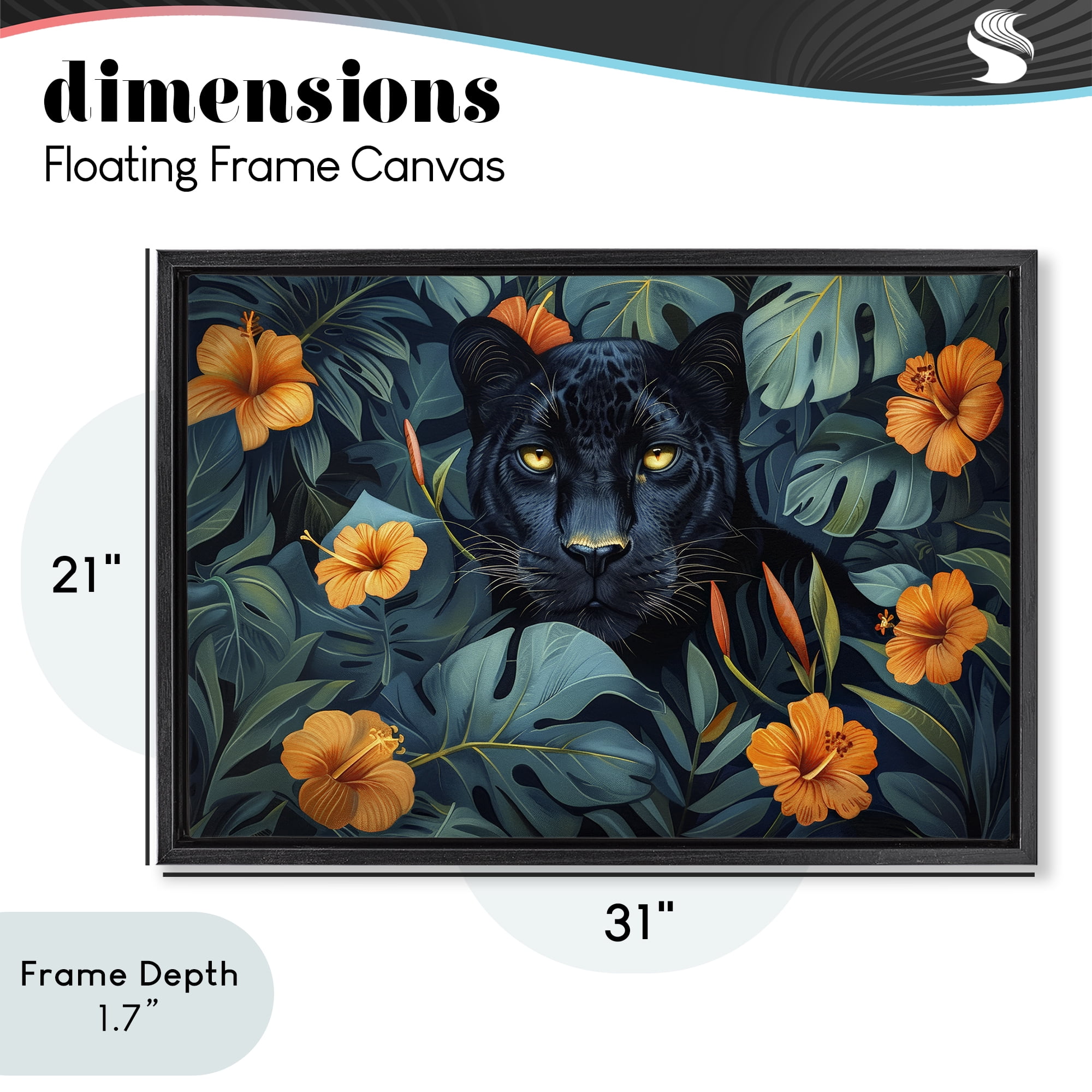 Stupell Industries Hiding Panther's Paradise Black Framed Floater Canvas Wall Art, design by Ray Powers