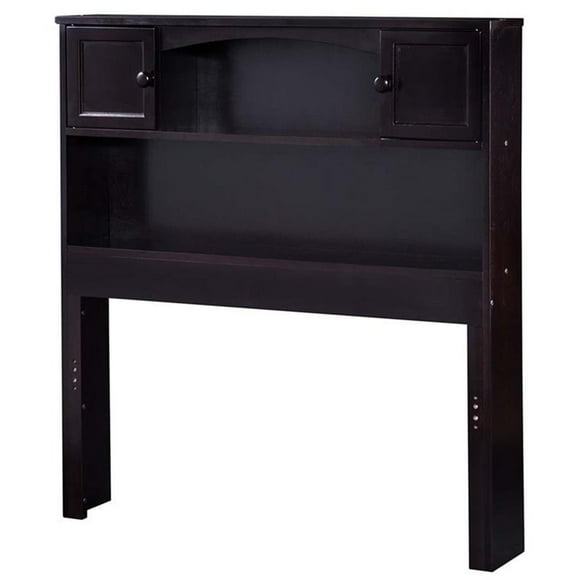 Leo & Lacey Twin Wood Bookcase Headboard in Espresso