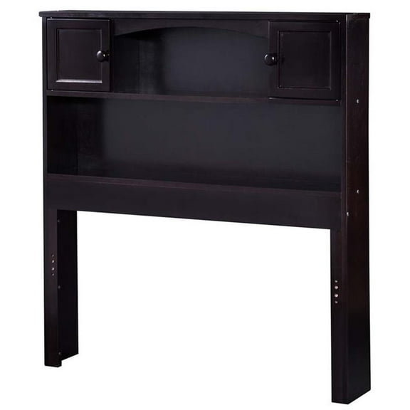 Leo & Lacey Twin Wood Bookcase Headboard in Espresso