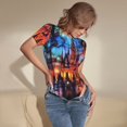 thumbnail image 3 of Fotbe Magical Stained Glass Castle Body de Mujer con Cuello Redondo y Mangas Cortas, Sin Mangas Ajustado, Suave, Cómodo y Básico-X-Large, 3 of 7