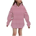 thumbnail image 3 of Ashirexll Oversize Hoodie Long Sleeve Shirts 3-14 Years Stripe Fashion Casual Fleece Lined Warm Winter Hooded Sweatshirt for Kids, 3 of 6