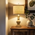 thumbnail image 6 of Oneach Retro White Table Lamp for Living Room Bedroom 20.5" Farmhouse Nightstands Bedside Lamp Resin Vintage Rustic for office, 6 of 7