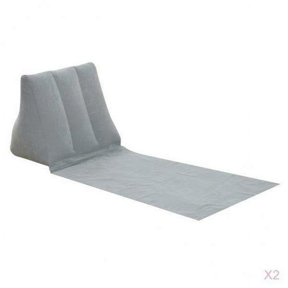 2 piezas de playa inflable para acampar, tumbona, cojín, silla, cama de aire, cama gris