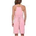 thumbnail image 6 of Lenpel Women's Casual Rompers Summer Spaghetti Strap Scoop Neck Drawstring Sleeveless Jumpsuits Loose Short Overalls, 6 of 7