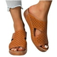 thumbnail image 4 of LOVZFMLL Sandals for Women 2025 Summer Cut Out Clogs Sandals Slip On Open Toe Walking Wedge Sandals Outdoor Beach Vacation Shoes Brown 5.5, 4 of 9
