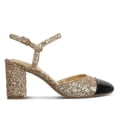 thumbnail image 2 of On 34th Women’s Dotti Cap Toe Block Heel Pumps, Gold/Black, Size 5.5 Medium, 2 of 6
