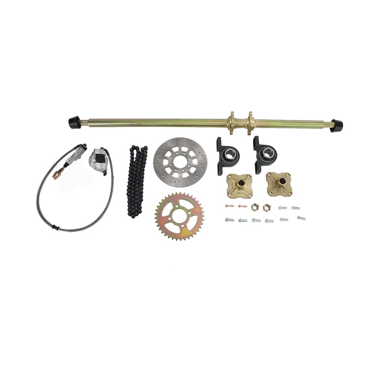 44 Inch Go Kart Axle Kit - Complete Rear Axle Assembly With Brakes, Sprocket & Bearings