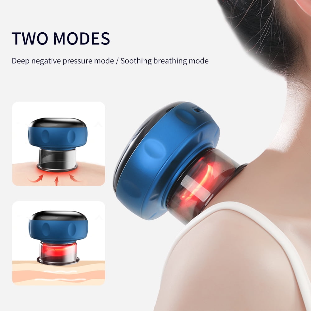 Smart Dynamic Cupping Therapy Massager,Red Light Therapy Intelligent Breathing Cupping Massage Instrument with 6 Adjustable Pulse & Heat Settings for Adult,Gua Sha Massage Tool,Blue