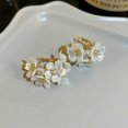 thumbnail image 2 of Fashion White Flower Pearl Earrings Hoop Dangle Women Wedding Party Jewelry Gift-default, 2 of 7