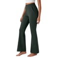 thumbnail image 2 of Flare Leggings for Women Yoga Pants High Waisted Crossover Stretchy Leggings Business Bootcut Yoga Pants with Pockets (Dark Green,L), 2 of 4