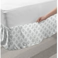 thumbnail image 2 of Damask Grey Bed Skirt, Symmetric Lattice with Floral Ornament and Polka Dots on Plain Backdrop, Elastic Bedskirt Dust Ruffle Wrap Around for Bedding Decor, 4 Sizes, Pale Grey White, by Ambesonne, 2 of 2