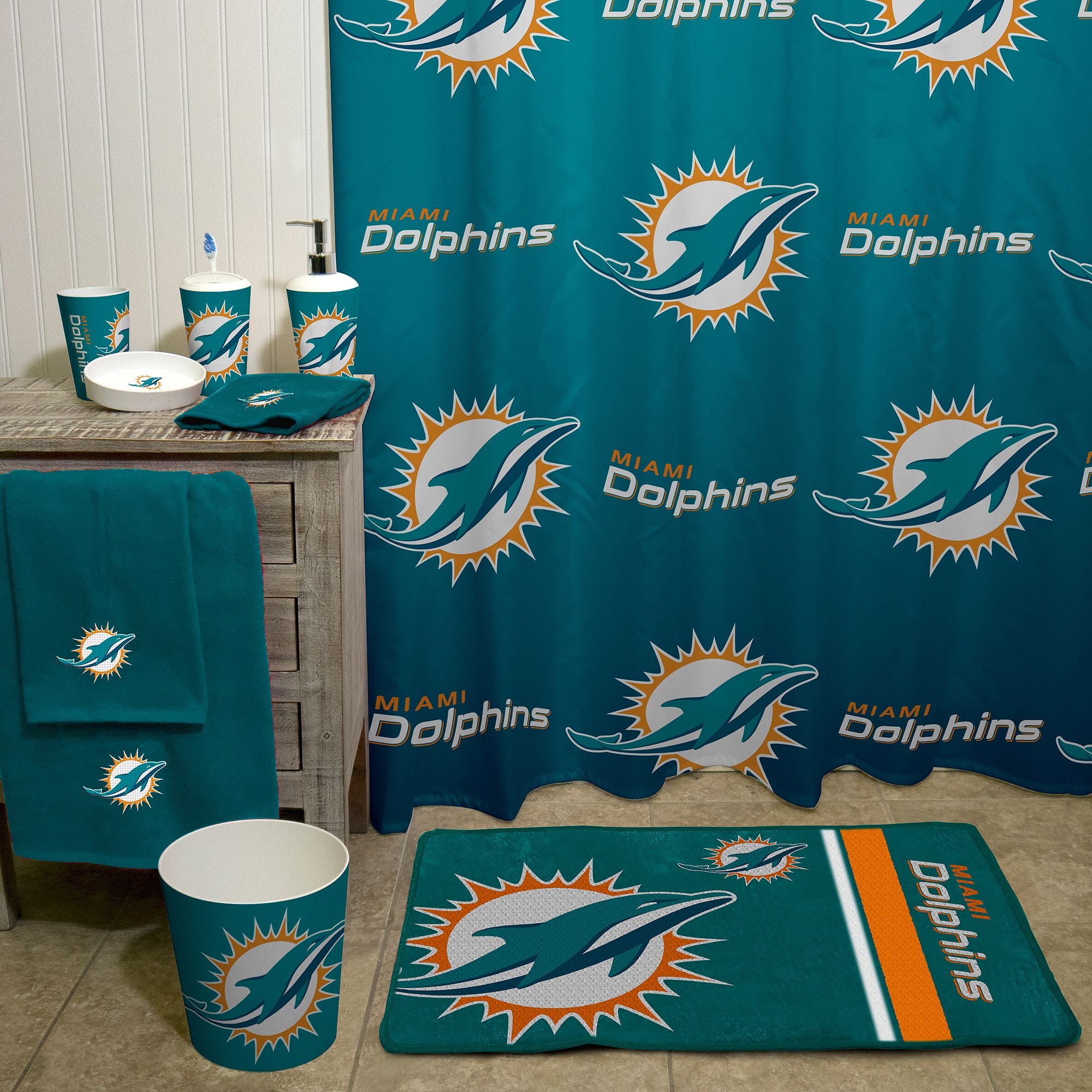 Nfl Miami Dolphins Decorative Bath Collection Shower Curtain Com