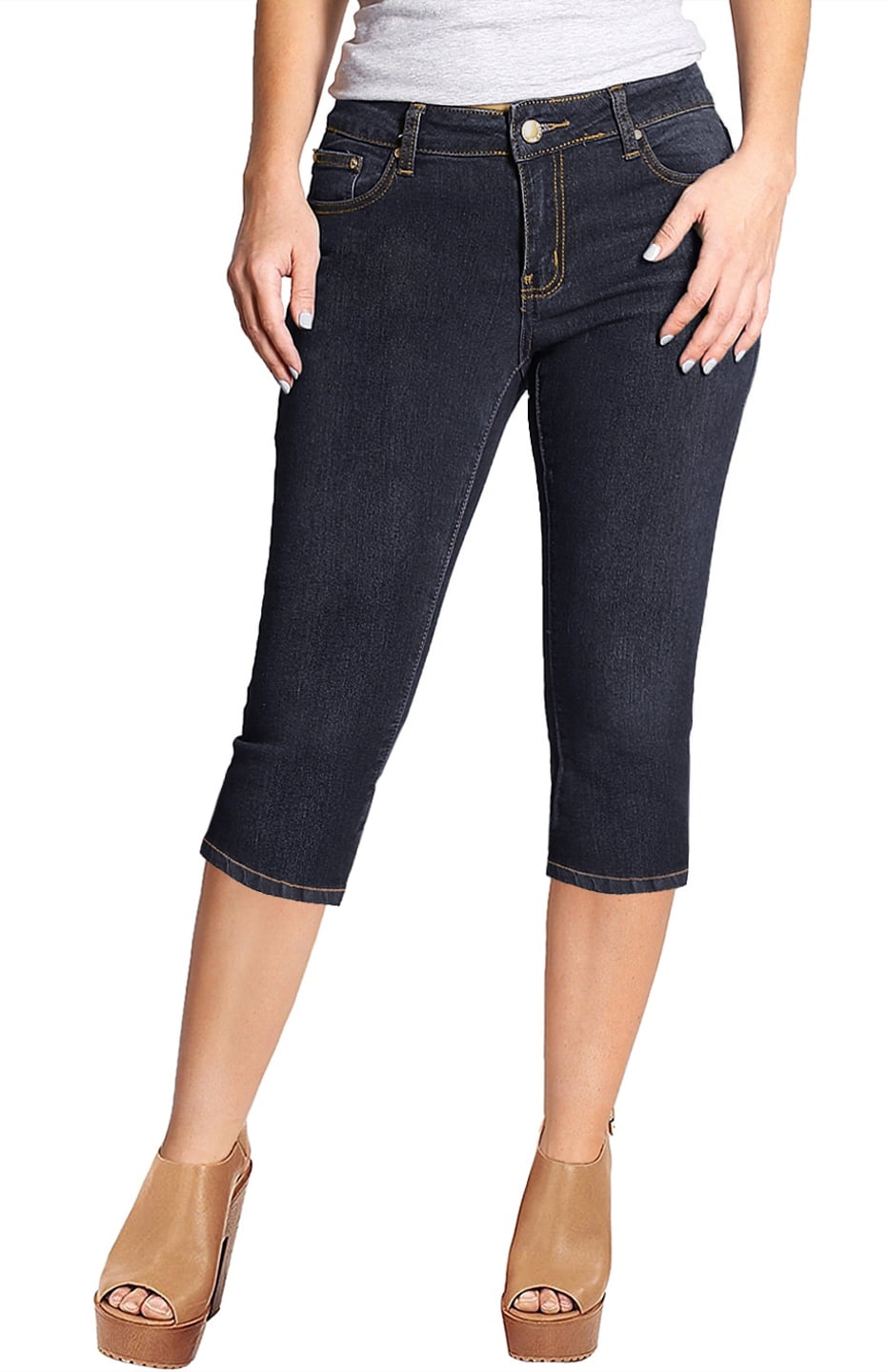 2LUV Womens Stretchy 5 Pocket Skinny Solid Dark Denim Jeans 2LUV Womens Stretchy 5 Pocket Skinny Solid Dark Denim Jeans