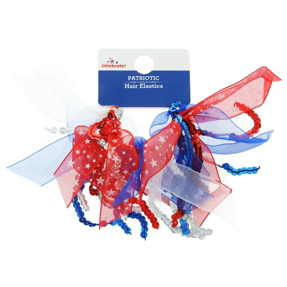 Way to Celebrate Americana Ribbon Hair Elastics, 2 Pieces
