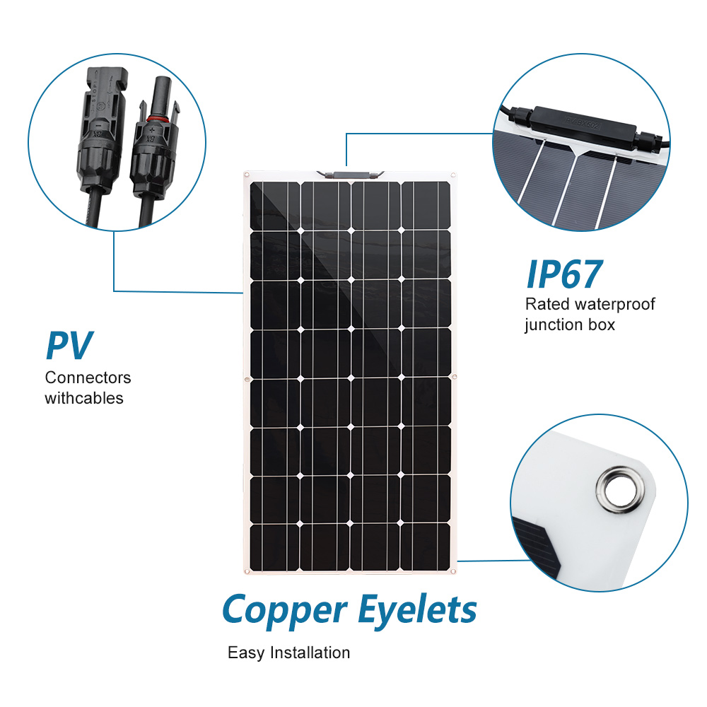 XINPUGUANG 200W Flexible Solar Panel 2X100W Monocrystalline Solar Charging for RV Boat Camping