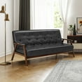 thumbnail image 2 of Costway 3-Seater Sofa PU Leather Sofa Couch w/ Rubber Wood Legs & Button Tufted Back, 2 of 9