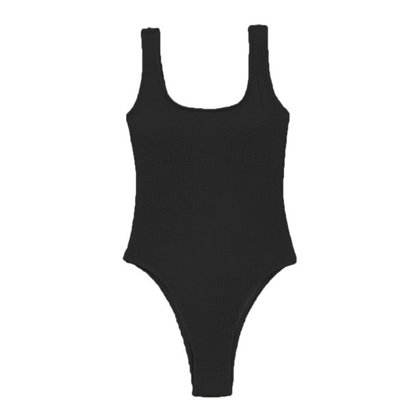 Naiovety Mono de mujer, traje de baño para niñas, verano, baño de sol, natación, poliéster, sin espalda, sin mangas, ropa de baño para mujer Traje de baño Negro S Naiovety OD022125-07