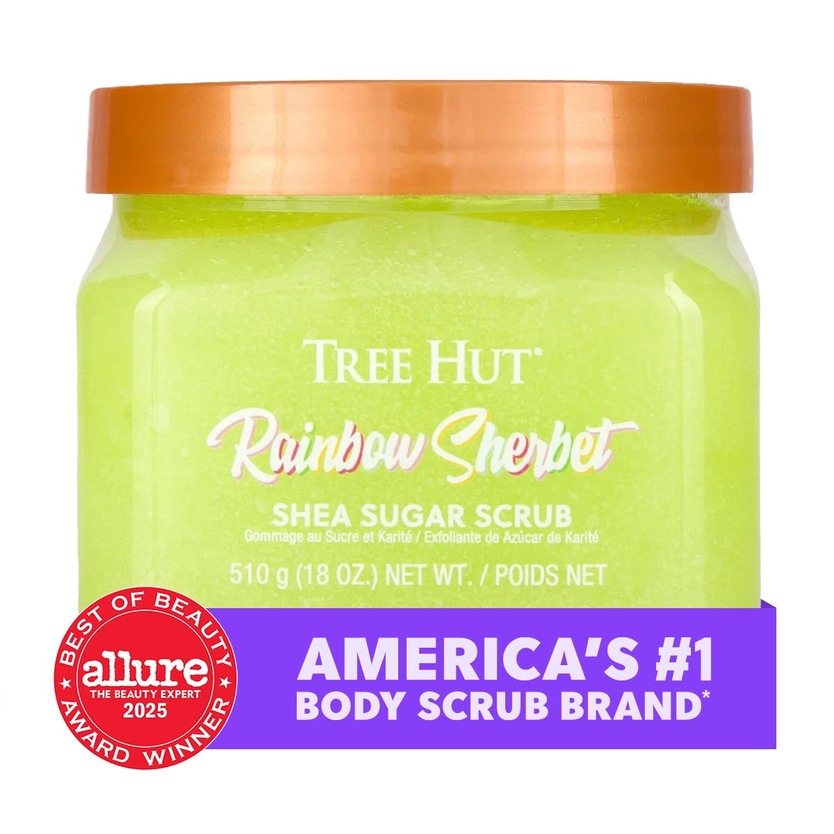 (3 pack) Tree Hut Rainbow Sherbet Shea Butter Sugar Body Scrub, 18 oz