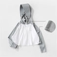 thumbnail image 6 of Girls Sun Jacket UPF50+ Long Sleeve Zip Up Hoodie Coat Fishing Hiking UV-Protection Light Cropped Outwear (1-2 Years, Gray), 6 of 8