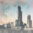 thumbnail image 2 of Meneely, Dan 20x20 Black Ornate Wood Framed with Double Matting Museum Art Print Titled - Chicago Skyline I, 2 of 4