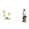 thumbnail image 1 of Figura decorativa de loro con flores y hojas de metal. Adorno de resina con base estable. Ideal para escritorio, estante, mesa, armario o como regalo., 1 of 8