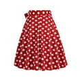 thumbnail image 5 of AKOEE Vintage Tea Length Skirts for Women Elegant Party Cocktail High Waist Dots Swing Midi Skirt with Bow Belt (XX-Large, Red), 5 of 5