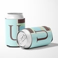 thumbnail image 5 of Letter U Initial Monogram - Blue Stripes Can or Bottle Beverage Insulator Hugger, 5 of 5