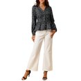 thumbnail image 3 of Allegra K Women's Elegant Dots V Neck Smocked Ruffled Hem Peplum Top, 3 of 7