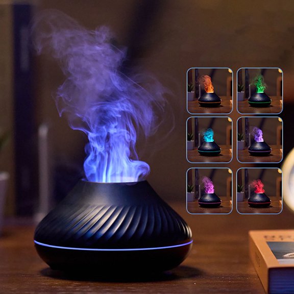 Gcvizuso Essential Oil Diffuser, Aroma Diffuser, -color Flame Aromatherapy Machine Simulation Flame Automatic Aromatherapy Machine USB Home Bedroom Small Humidifier