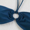 thumbnail image 7 of UTSJKR Women's Halter Bikini Set Bandeau Bikini O Ring Tie Back High Cut Two Piece Swimsuit Bathing Suits Dark Blue 8, 7 of 7