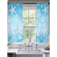 thumbnail image 2 of Marine Life Sheer Curtains 63 Inch Long 2 Panels, Starfish Shell Coral Gradient Blue Ocean Light Filtering Rod Pocket Curtains, Sheer Voile Drapes for Living Room Bedroom, 52"x63", 2 of 8