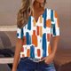 thumbnail image 2 of Tops de Manga Corta de Algodón para las Mujeres Impreso Cuello Redondo Blusa Imitación Estante de Algodón, Moda Casual Top para el Hogar Diario Y el Trabajo, 2 of 7