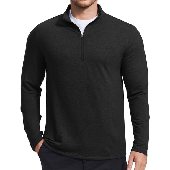 Pinspark Men's Quarter Zip Up Pullover Mock Neck Sweatshirts Long Sleeve Golf shirts Performance Athletic Casual Workout