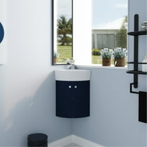 imerelez Corner Bathroom Vanity Sink Combo for Small Space Wall Mounted Cabinet Set, Ceramic Sink