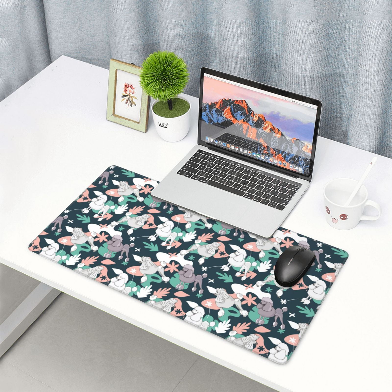 Kdxio Cute Poodle Dog Print Large Gaming Mouse Pad,Non-Slip Base,Water Resist Keyboard Pad for Gamer,Office & Home,29.5 x 15.8 in