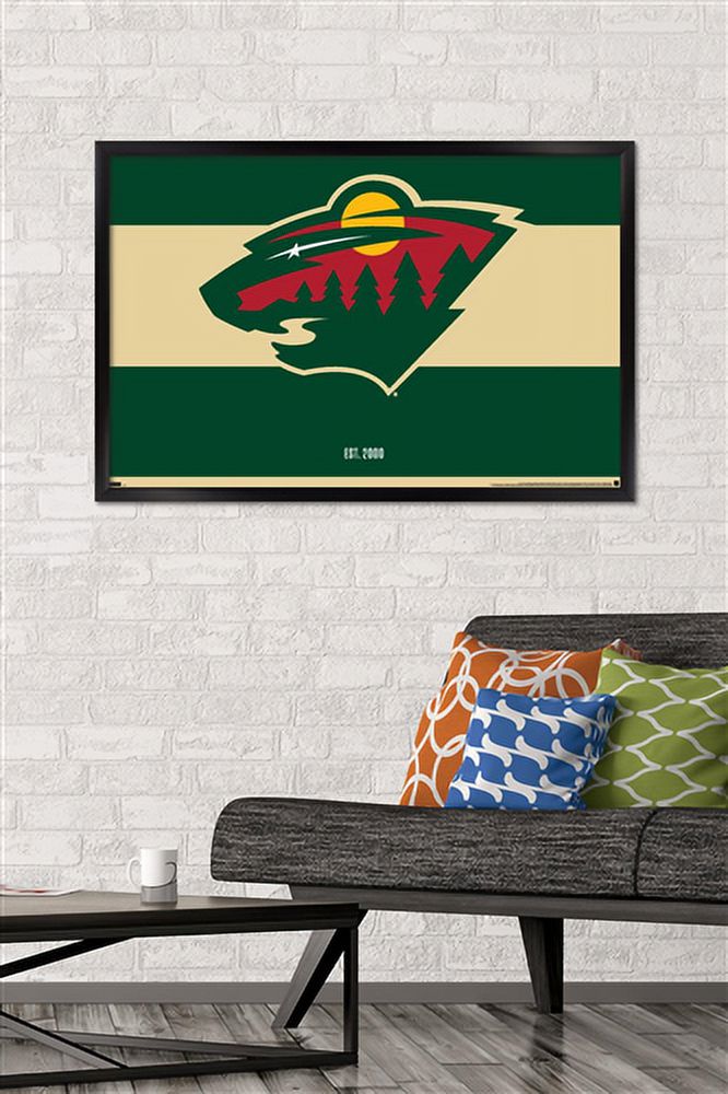 NHL Minnesota Wild - Logo 21 Wall Poster, 22.375" x 34", Framed
