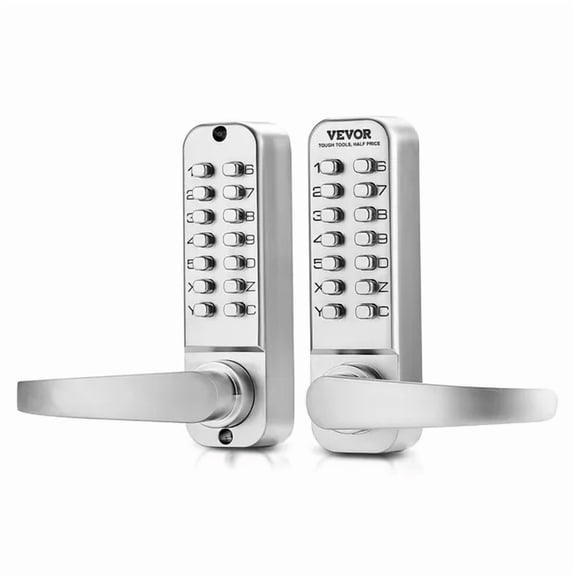 Mechanical Keyless Entry Door Lock 14 Key Keypad Home Security Silver