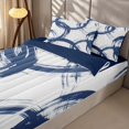 thumbnail image 2 of Erosebridal Geometric Circle Zipper Queen Comforter Set with Fitted Sheet and 2 Pillowcases, Abstract Swirl Line Zipper Bedding Set, Blue White, Navy Reversible, 2 of 7